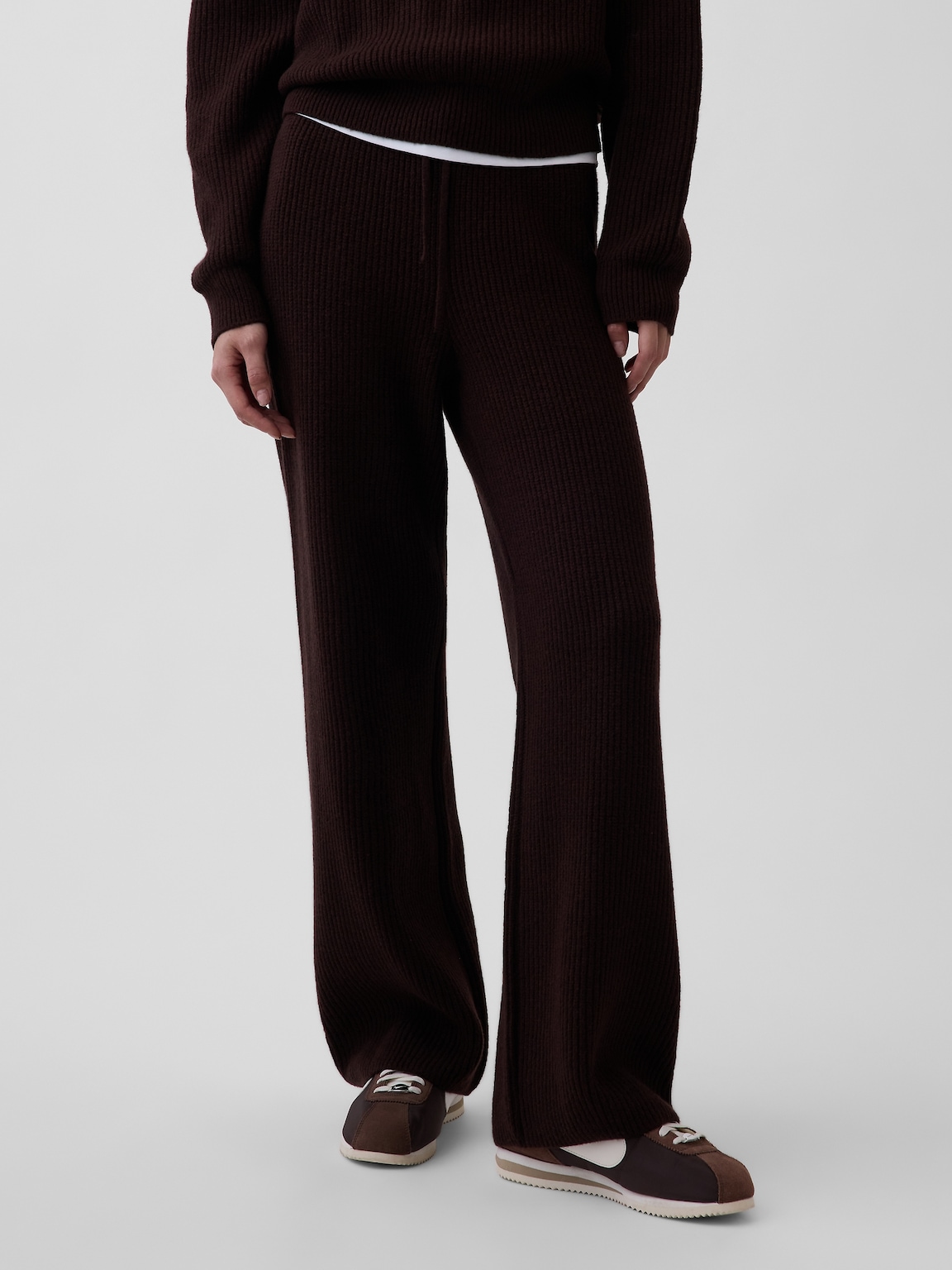 CashSoft Shaker-Stitch Sweater Pants