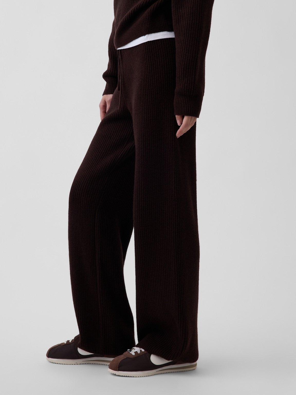 CashSoft Shaker-Stitch Sweater Pants