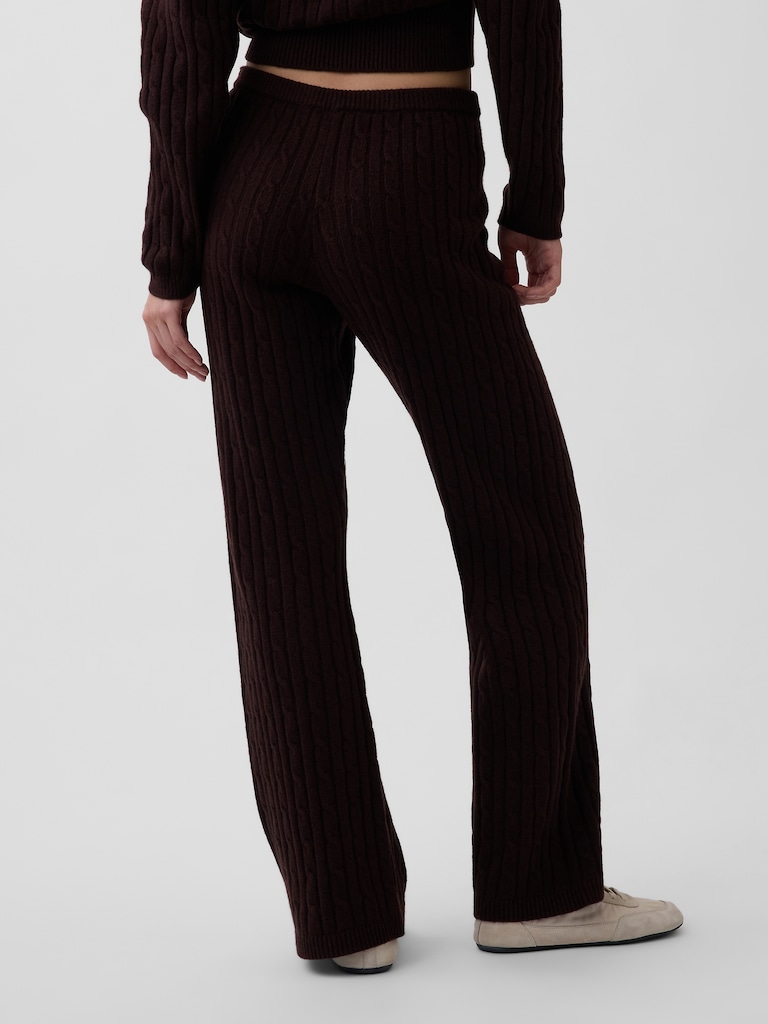 CashSoft Cable-Knit Sweater Pants