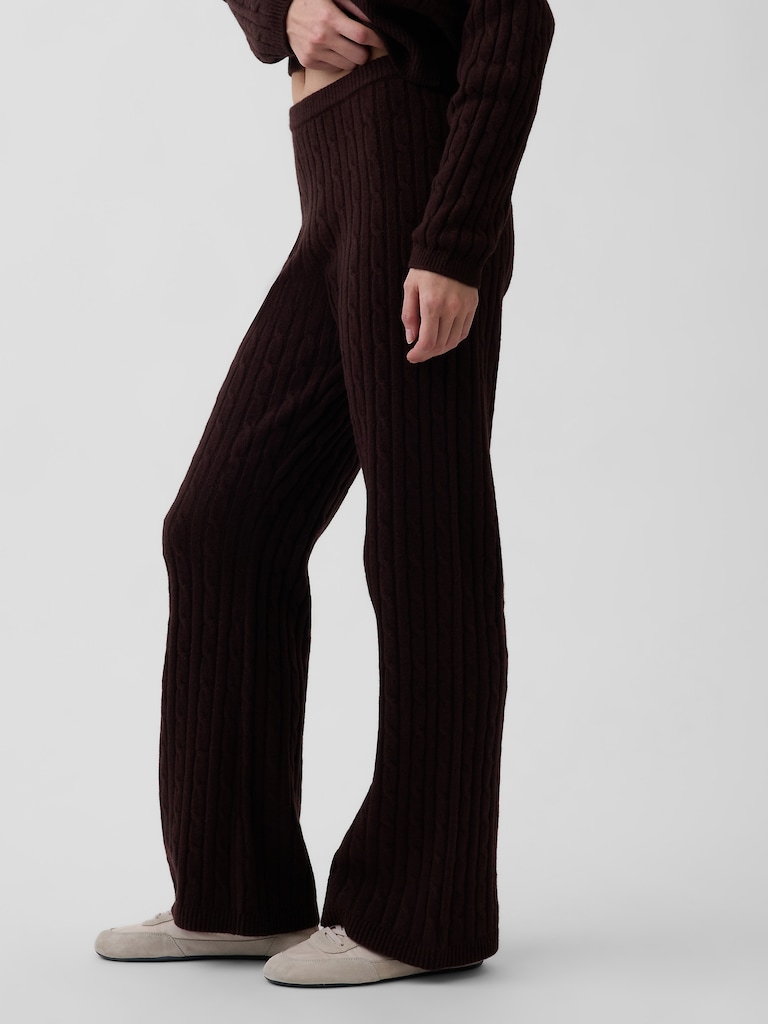 CashSoft Cable-Knit Sweater Pants