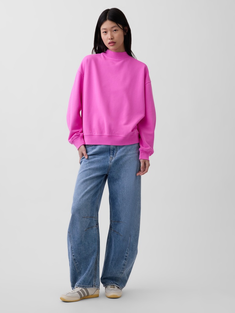 VintageSoft Oversized Mockneck Tunic Sweatshirt