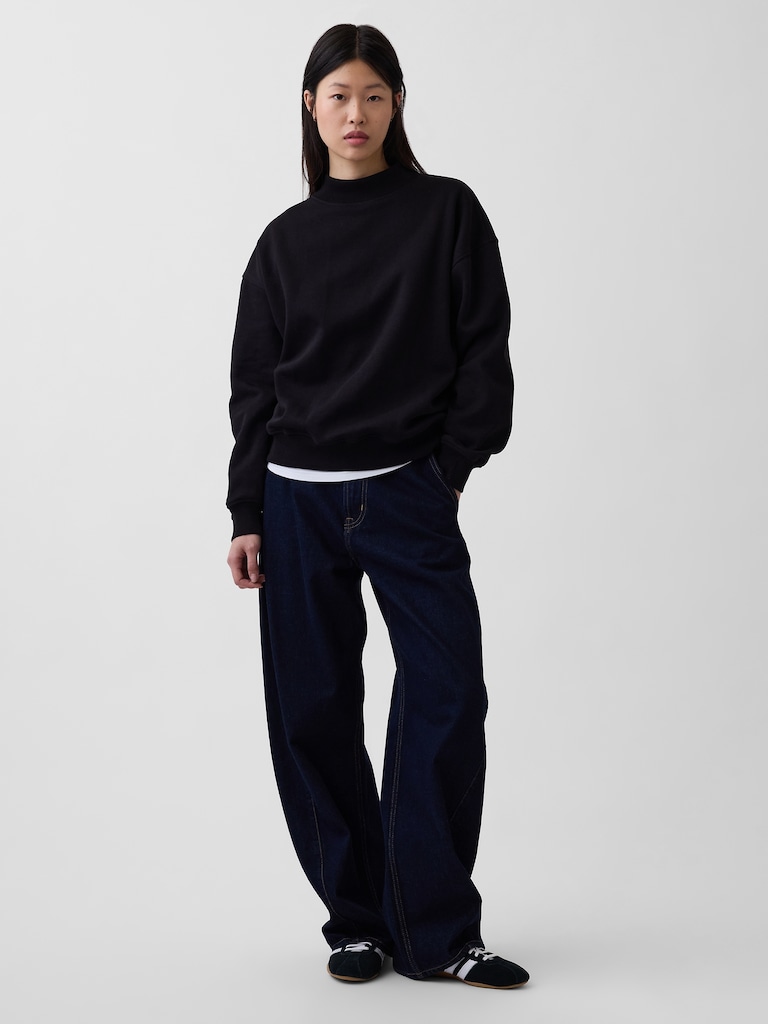 VintageSoft Oversized Mockneck Tunic Sweatshirt