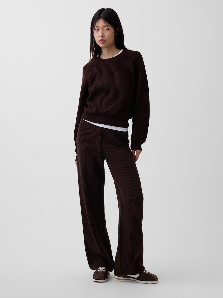 CashSoft Shaker-Stitch Sweater Pants