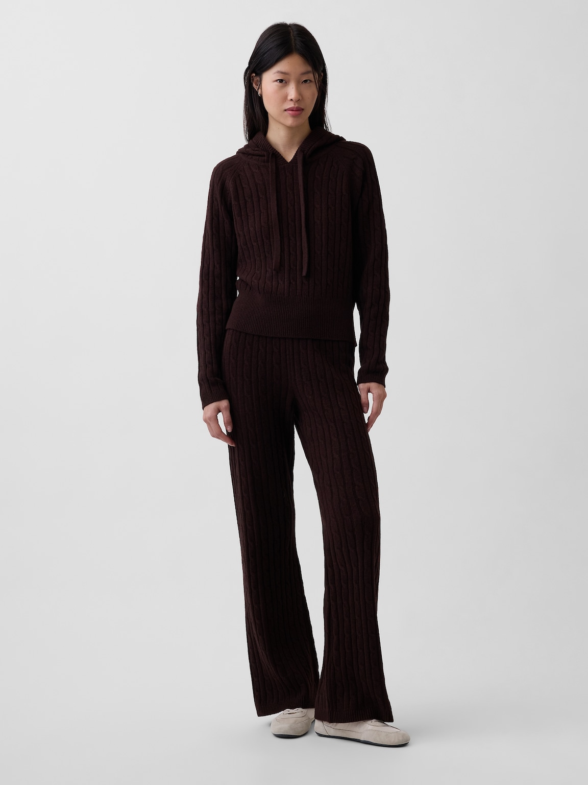 CashSoft Cable-Knit Sweater Pants