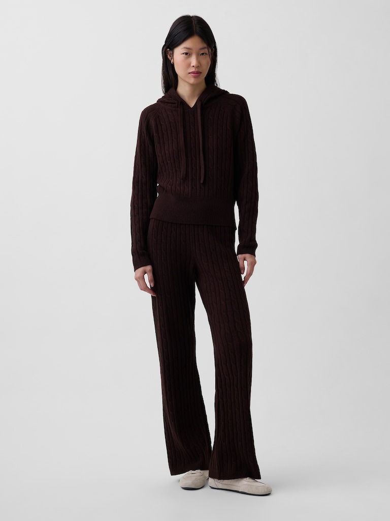 CashSoft Cable-Knit Sweater Pants