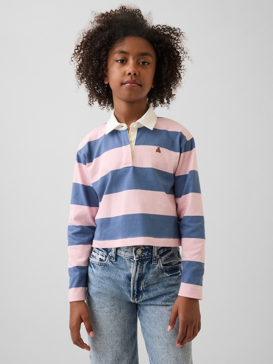 Kids Oversized Rugby Stripe Polo Shirt