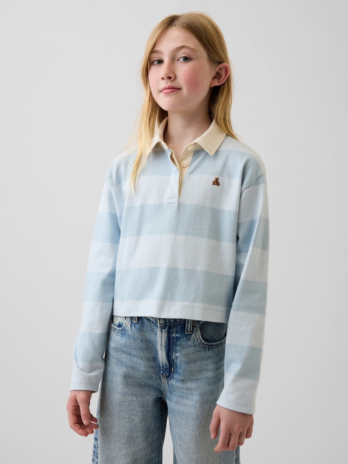 Kids Oversized Rugby Stripe Polo Shirt