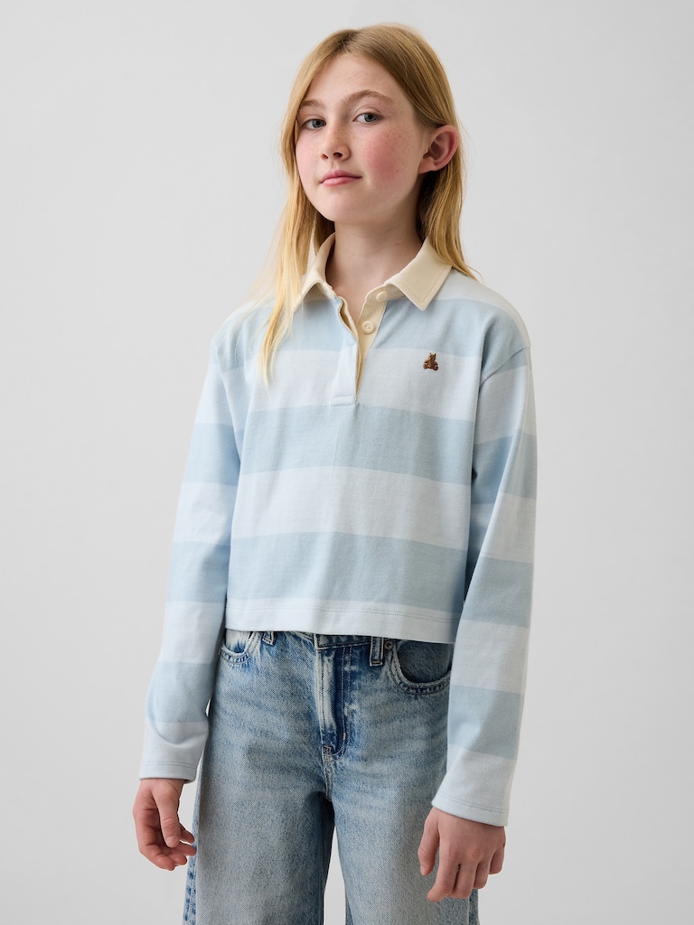 Kids Oversized Rugby Stripe Polo Shirt