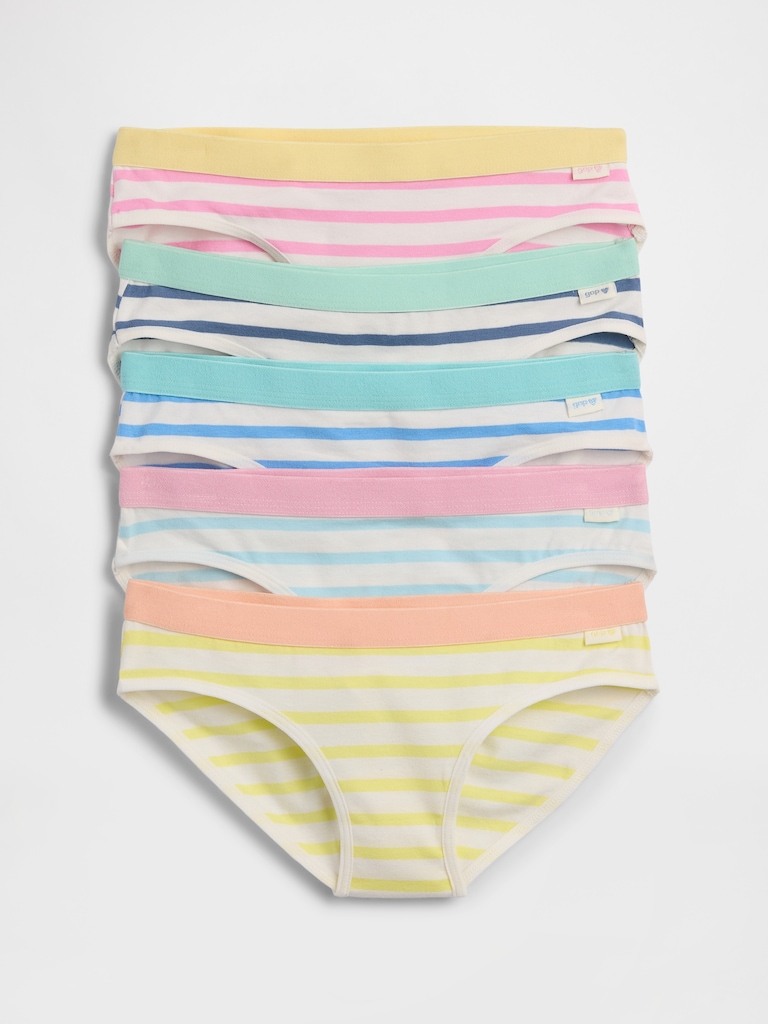 Kids Organic Stretch Cotton Stripe Bikini Briefs (5-Pack)