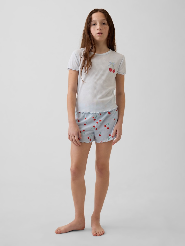 Kids Recycled Rib PJ Short Set