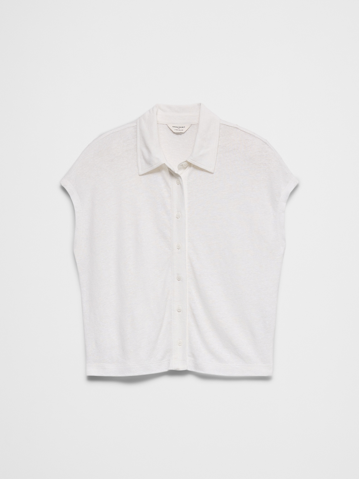 Linen-Blend Collared Top