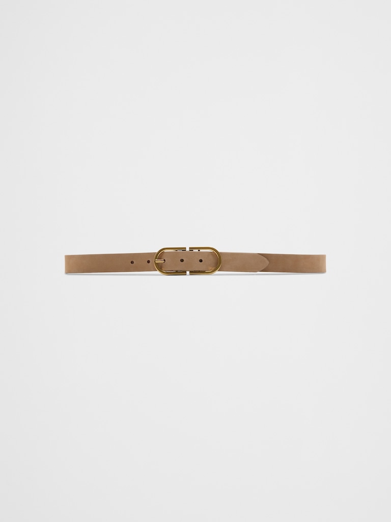 Oval Buckle Leather Belt