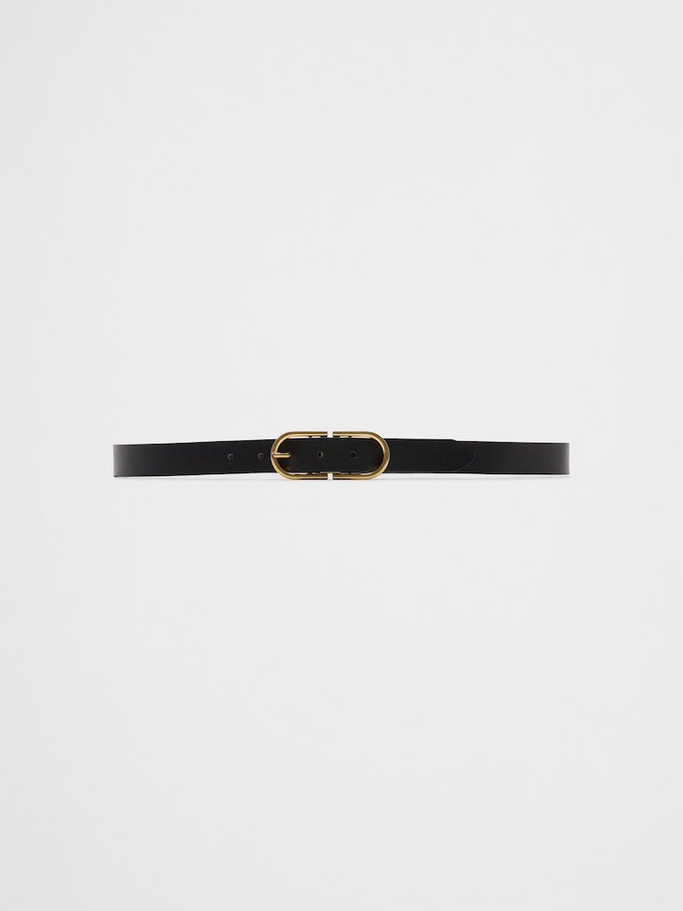 Oval Buckle Leather Belt