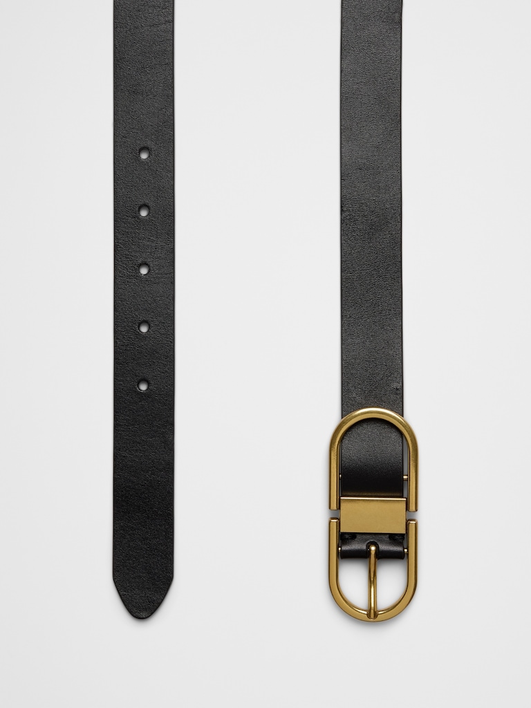 Oval Buckle Leather Belt