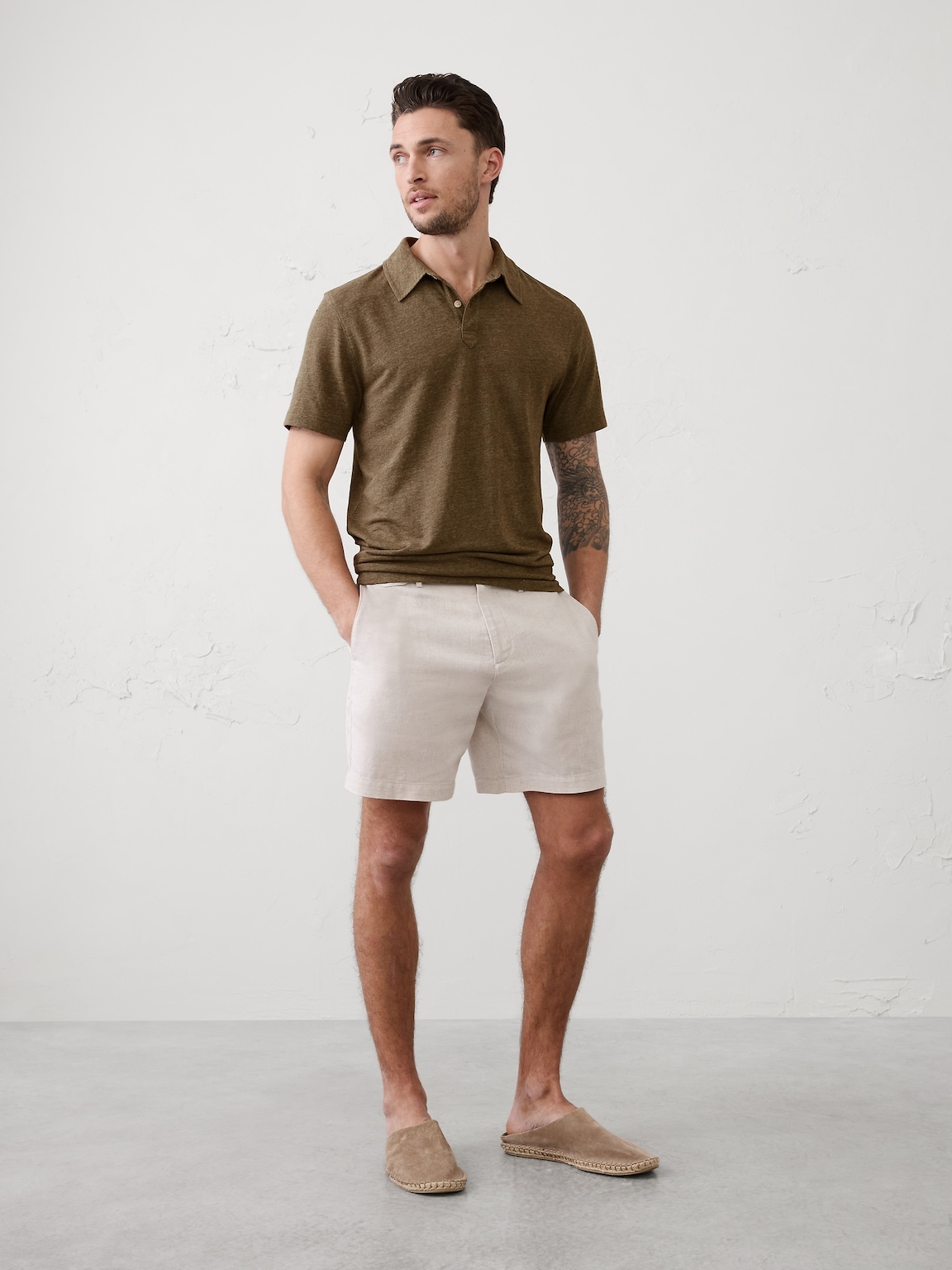Slim-Fit Linen-Blend Polo