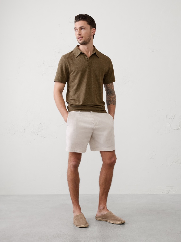Slim-Fit Linen-Blend Polo