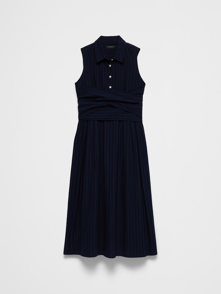 Dobby Wrapped Midi Shirtdress