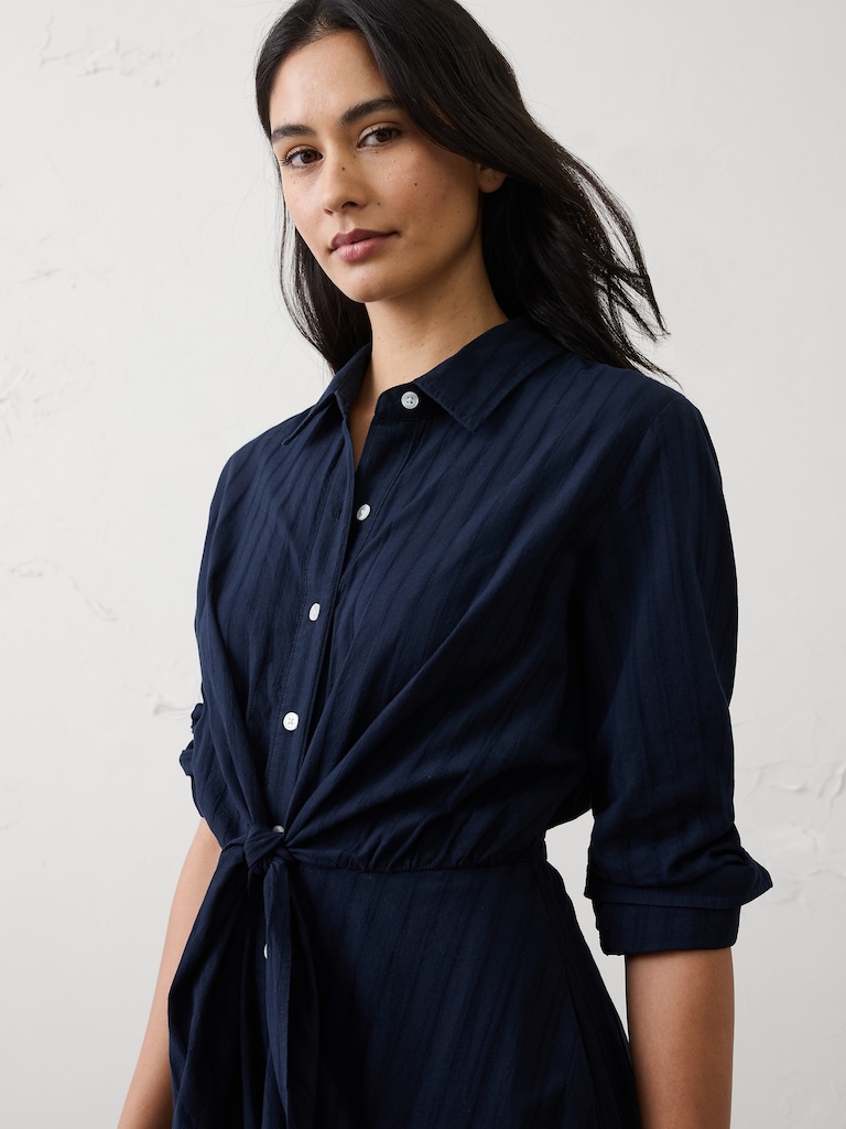 Wrap-Tie Midi Shirtdress