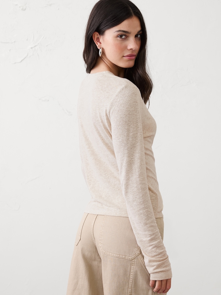 Linen-Blend Twist T-Shirt