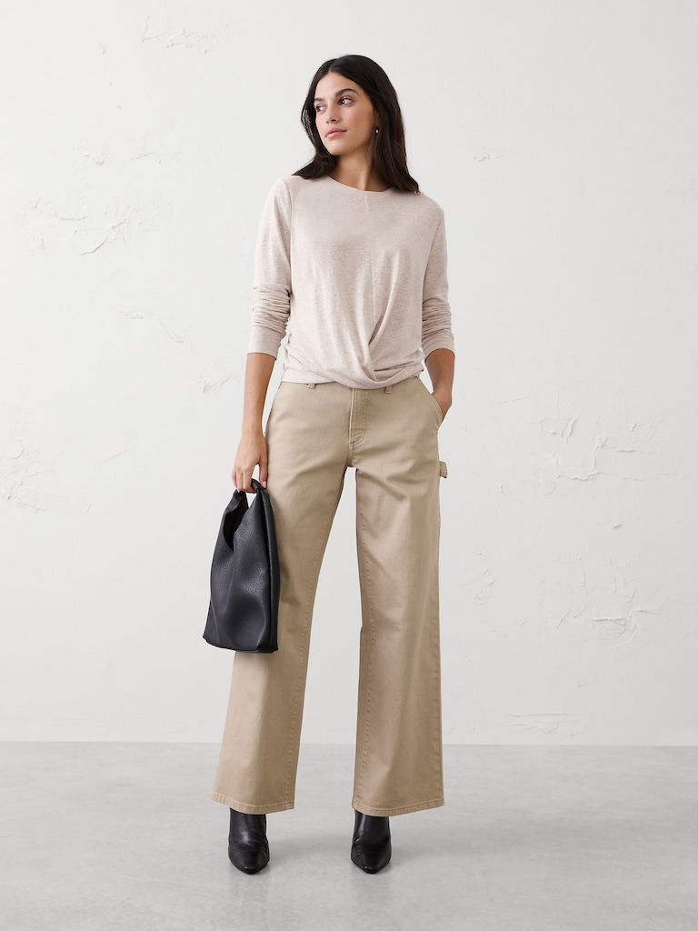 Linen-Blend Twist T-Shirt