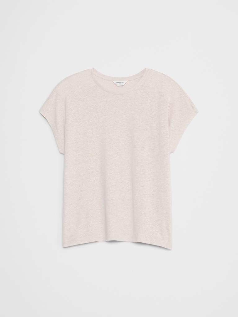 Linen-Blend Cap-Sleeve T-Shirt
