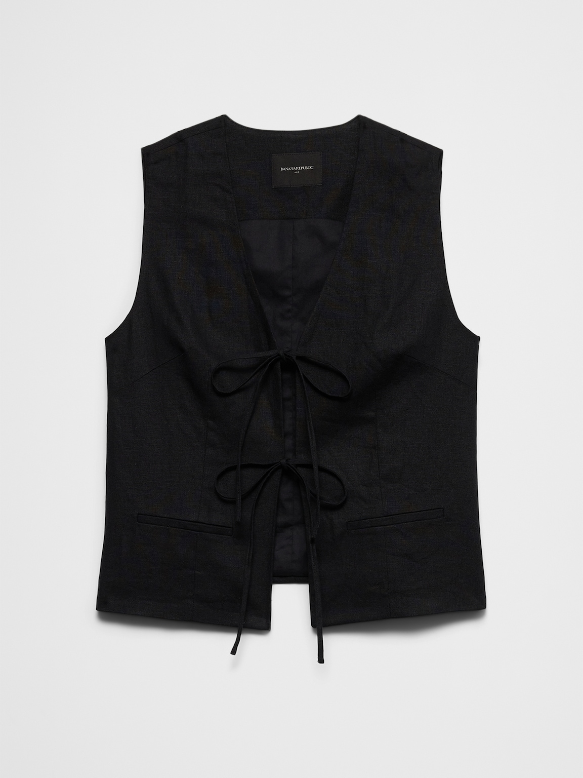 Linen-Blend Tie-Front Vest