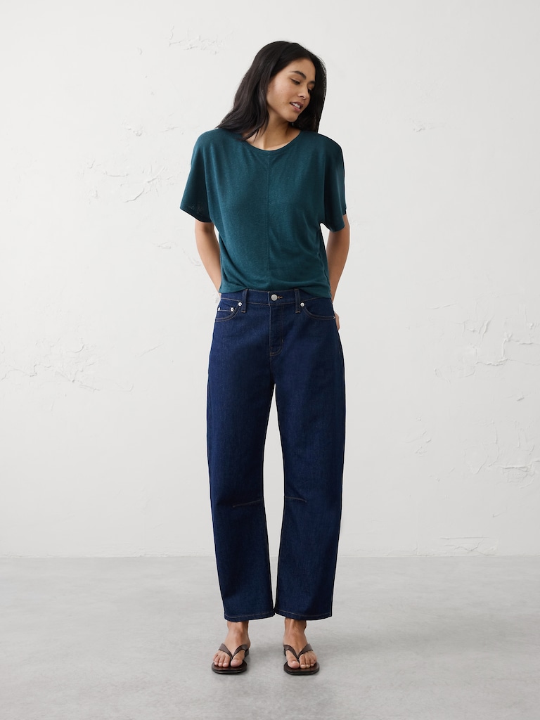 Linen-Blend Dolman-Sleeve T-Shirt