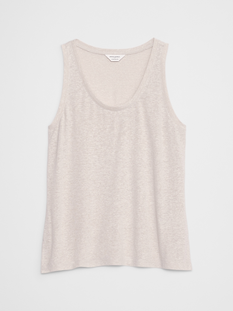 Linen-Blend Scoop-Neck Tank
