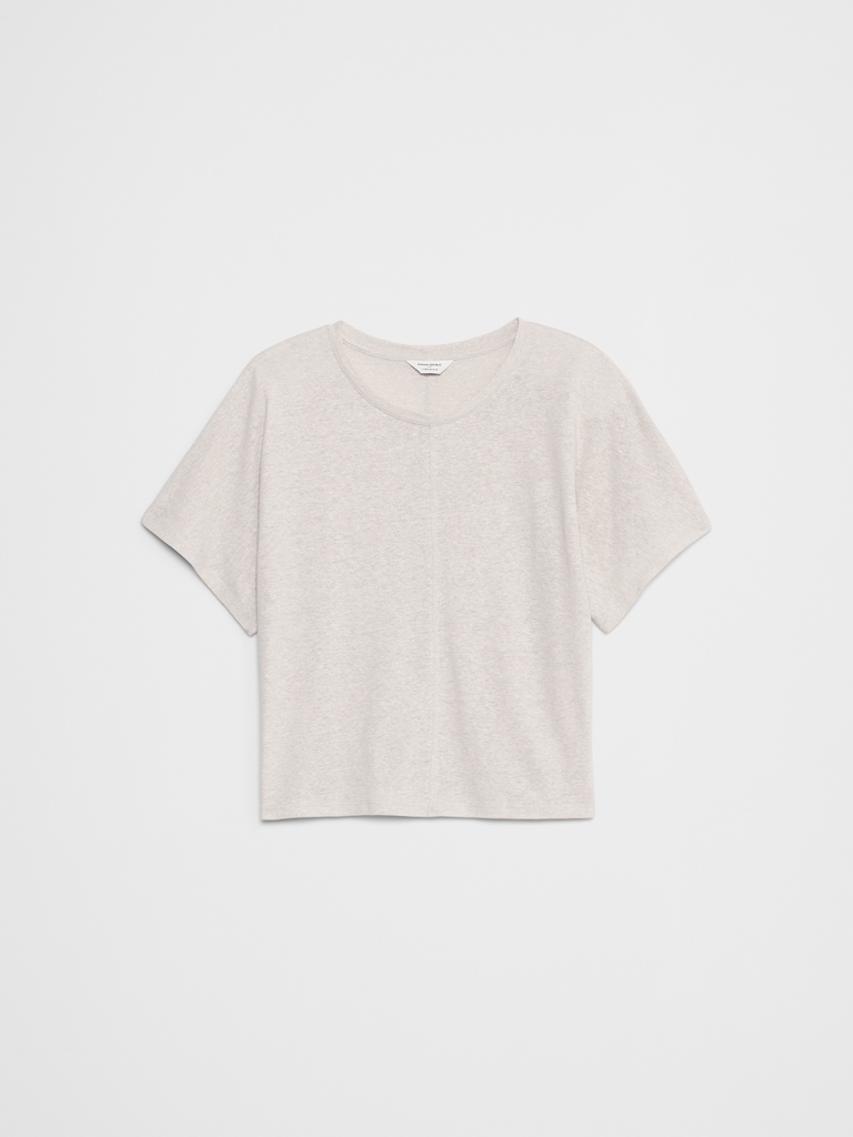 Linen-Blend Dolman-Sleeve T-Shirt