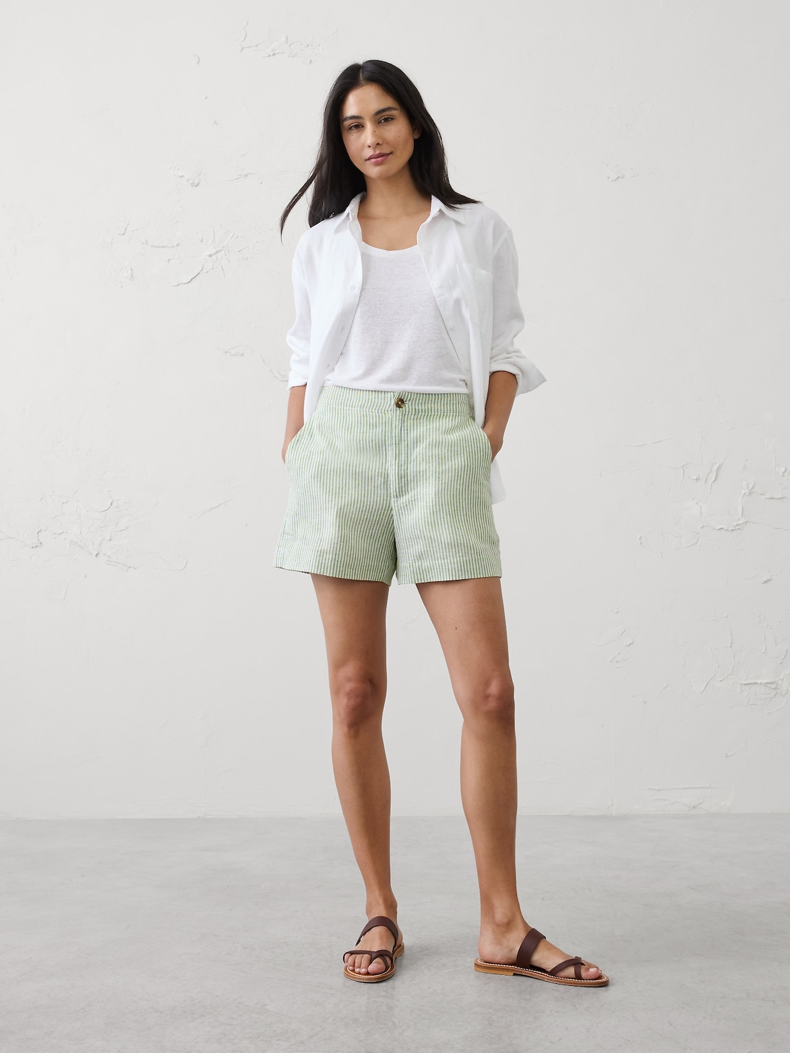 Linen-Blend High-Rise Short