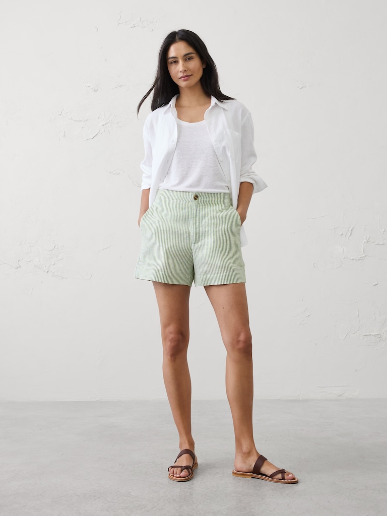Linen-Blend High-Rise Short