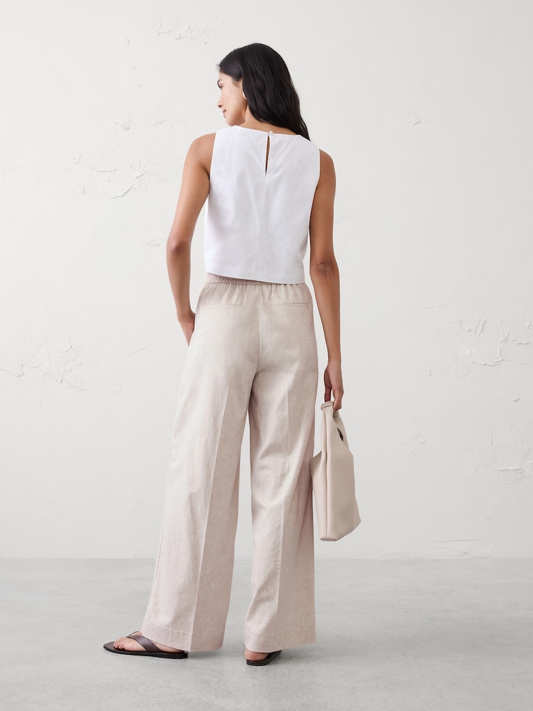 High-Rise Linen-Blend Wide-Leg Pant