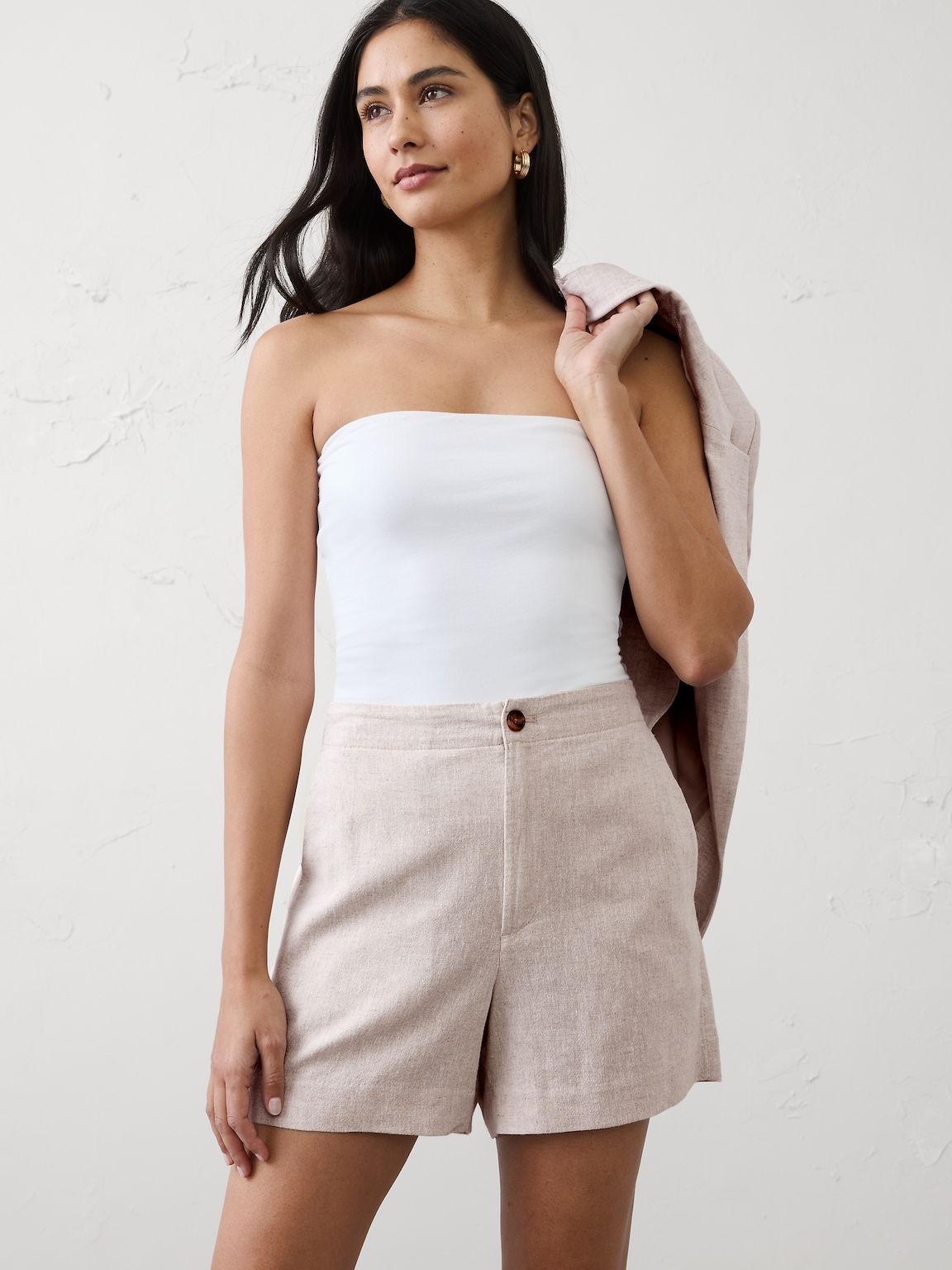 Linen-Blend High-Rise Short