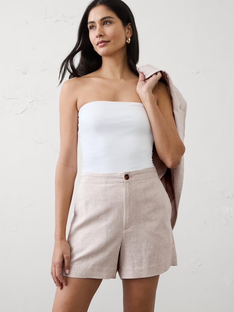 Linen-Blend High-Rise Short
