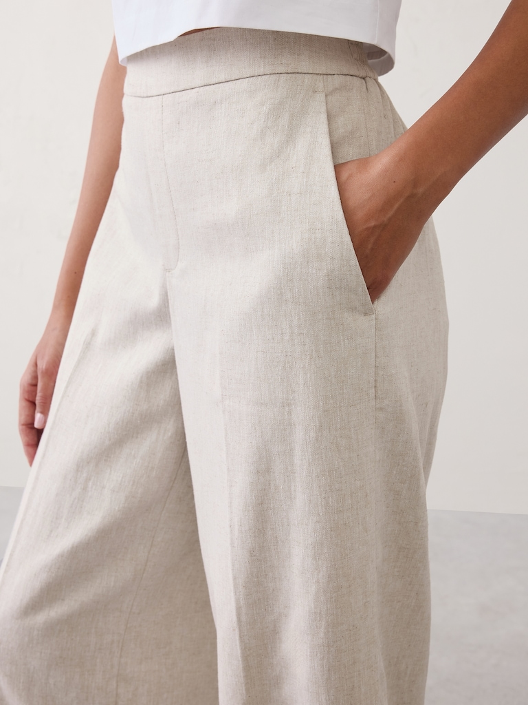High-Rise Linen-Blend Wide-Leg Pant