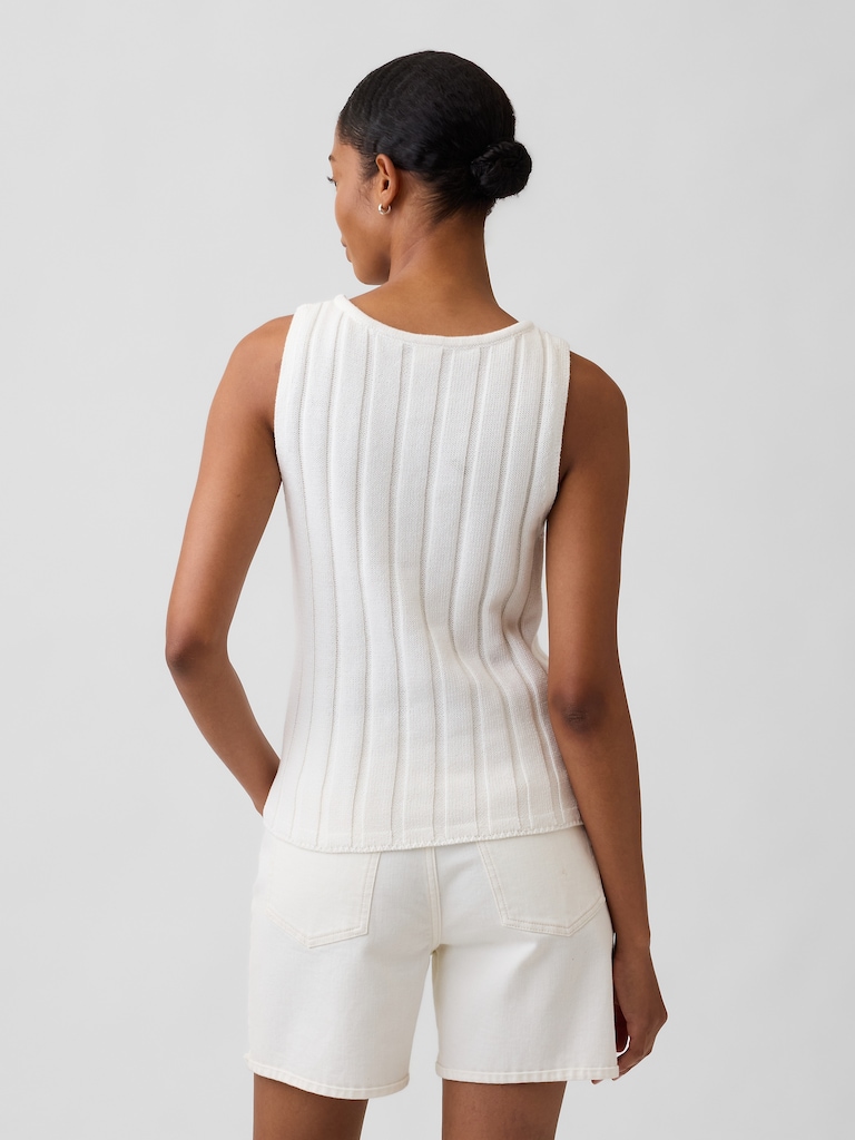 Relaxed Ribbed Boatneck Tank Top