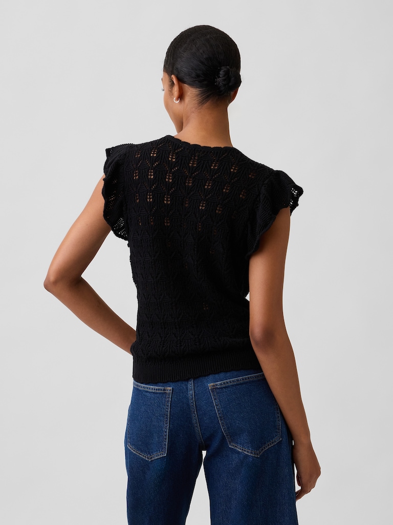 Crochet Flutter Sleeve Top