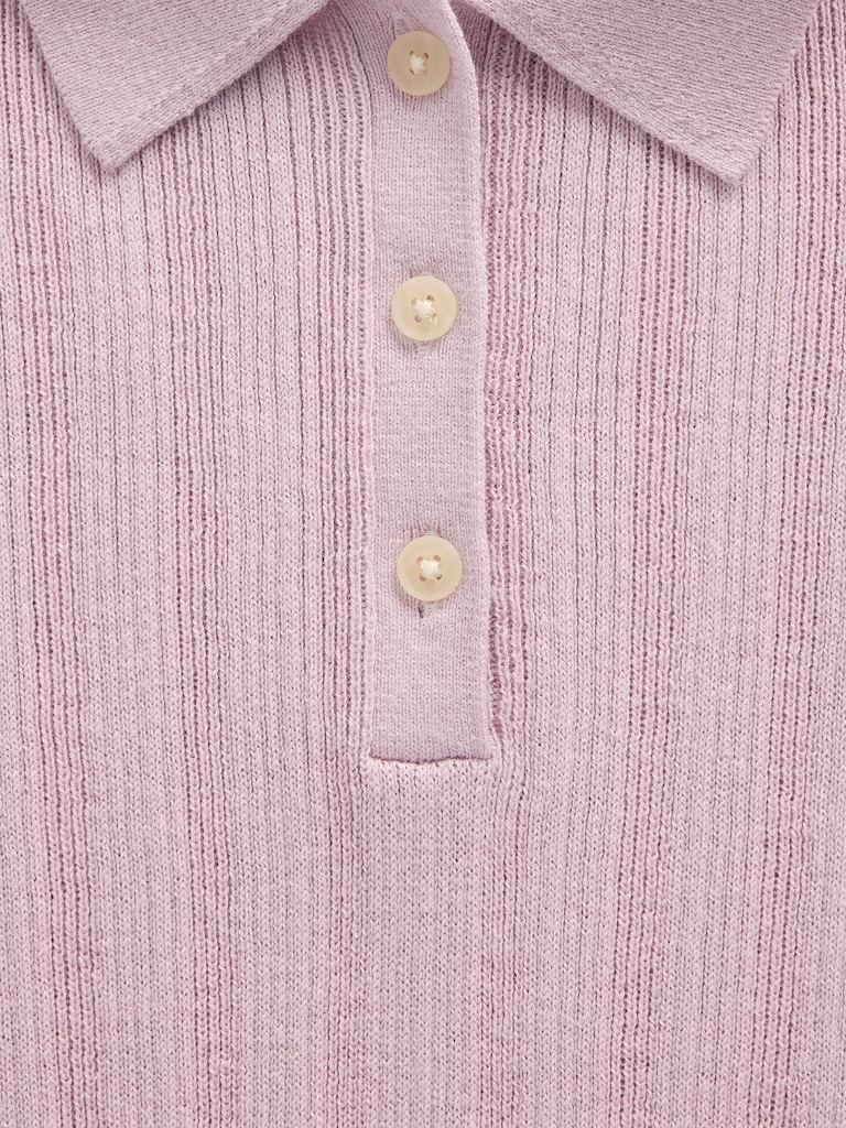 Ribbed Sweater Polo Shirt
