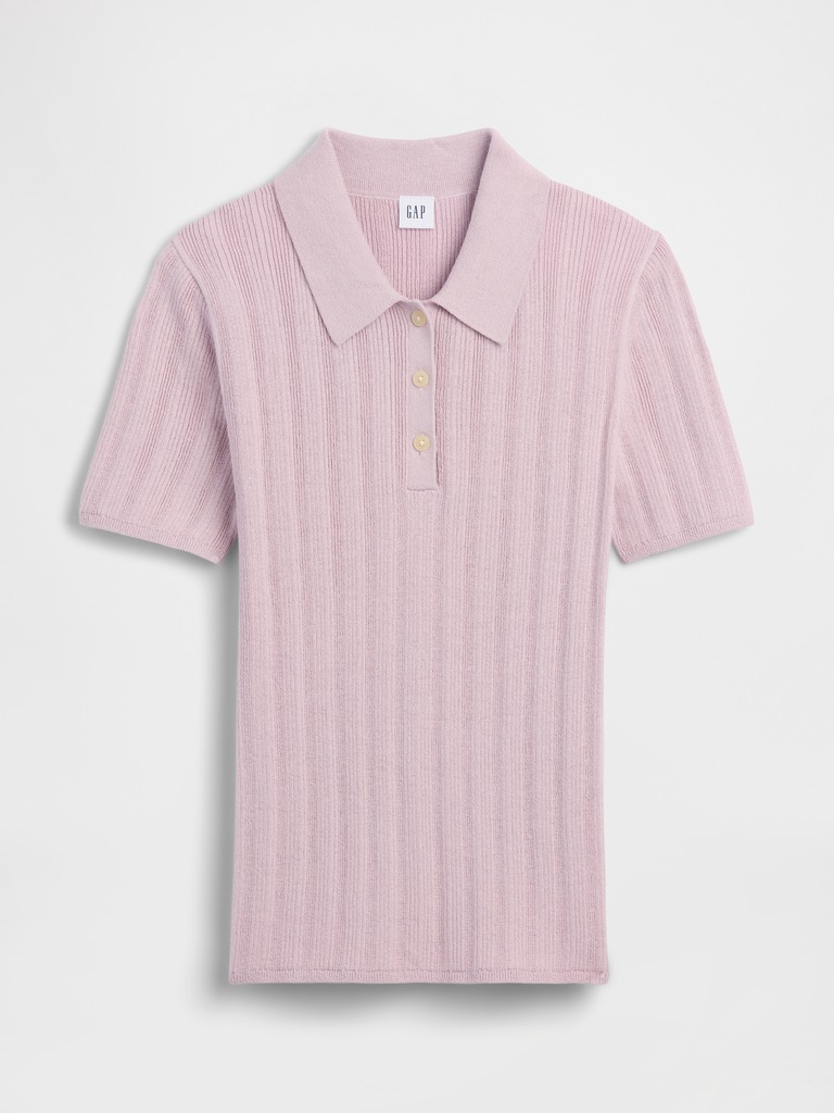 Ribbed Sweater Polo Shirt