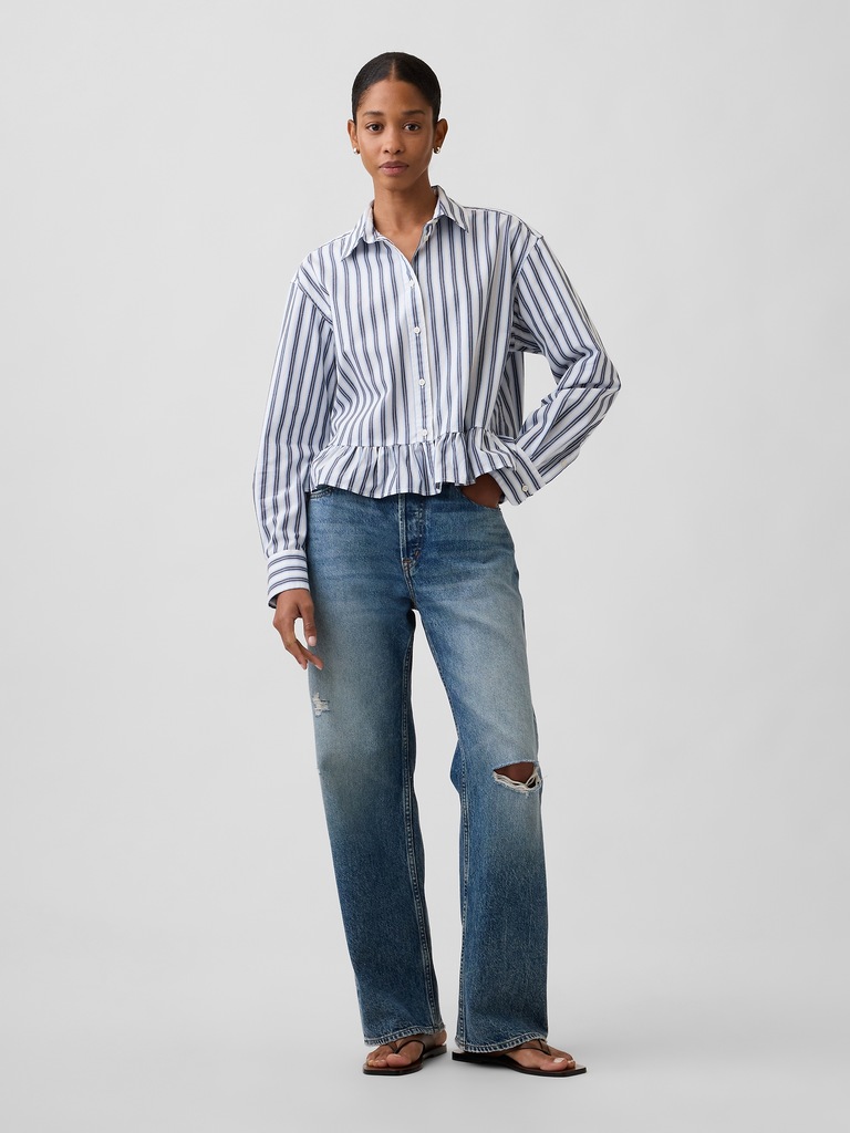 Relaxed Cropped Ruffle Shirt