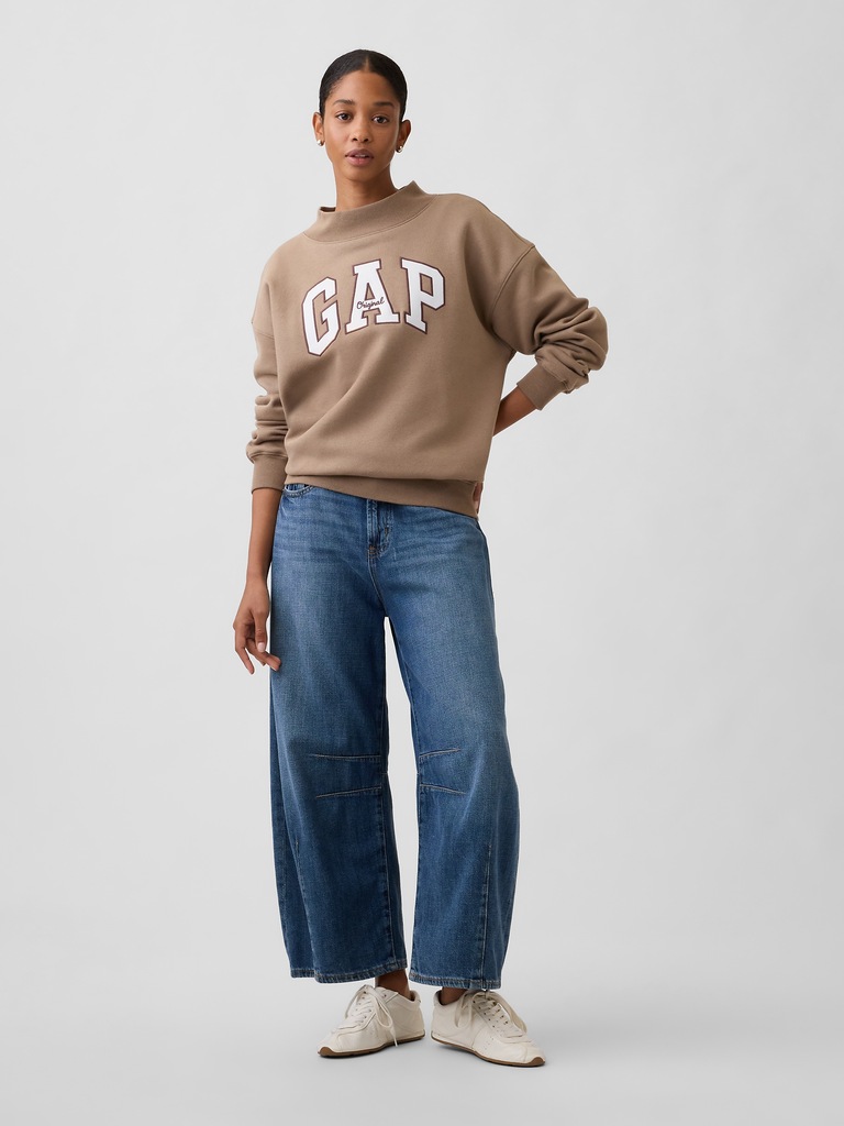 Oversized Gap Logo Mockneck Tunic Sweatshirt