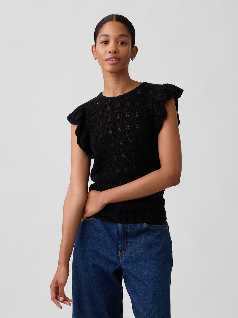 Crochet Flutter Sleeve Top