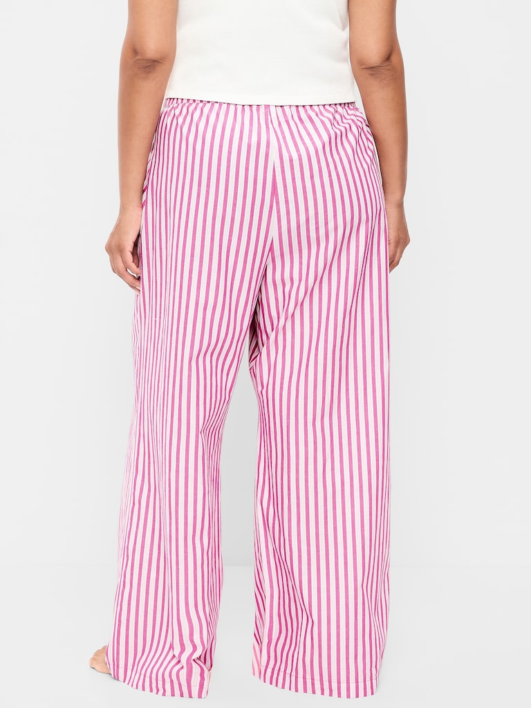 Poplin Wide-Leg Pajama Pants