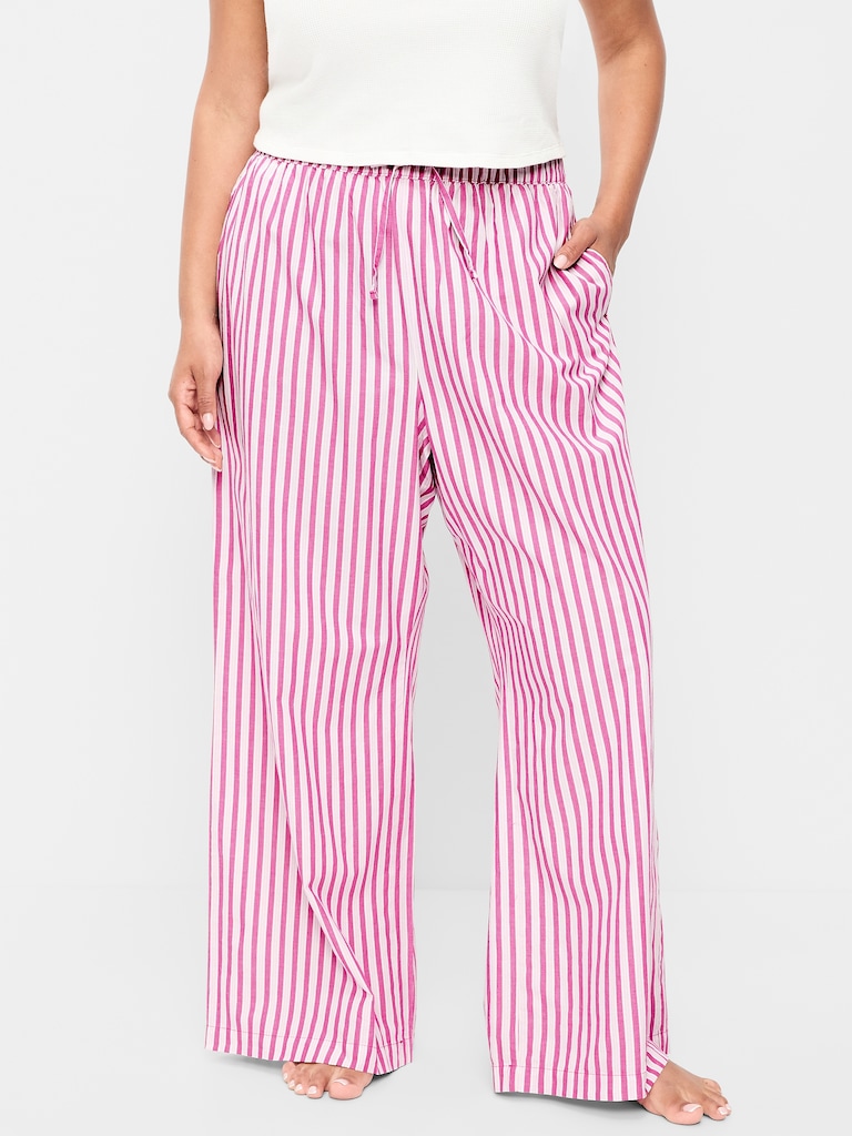 Poplin Wide-Leg Pajama Pants