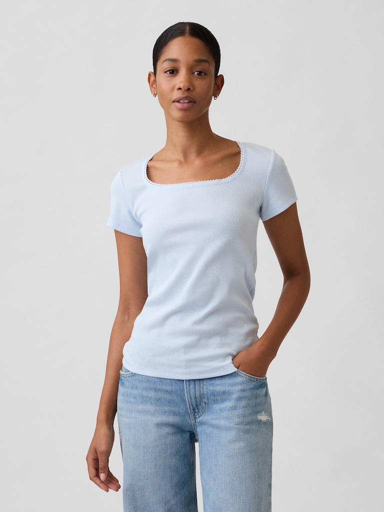 Ribbed Squareneck Top
