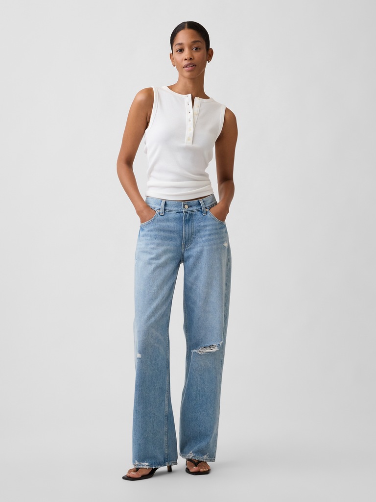 Ribbed Henley Tank Top