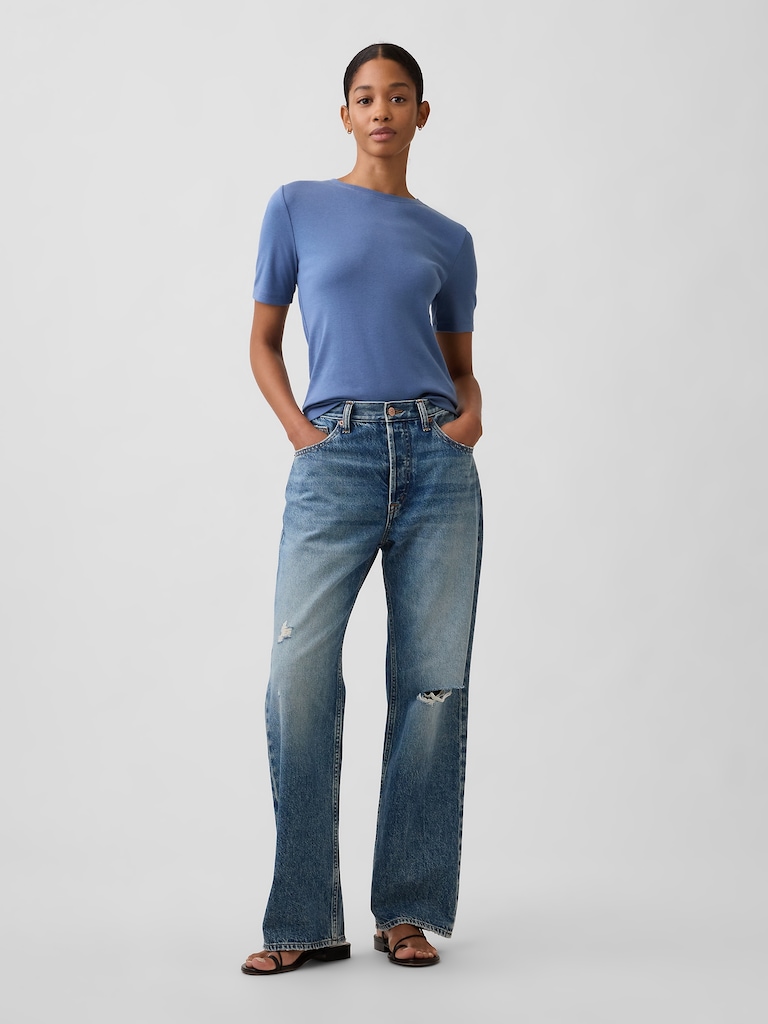 Modern Ribbed Crewneck T-Shirt