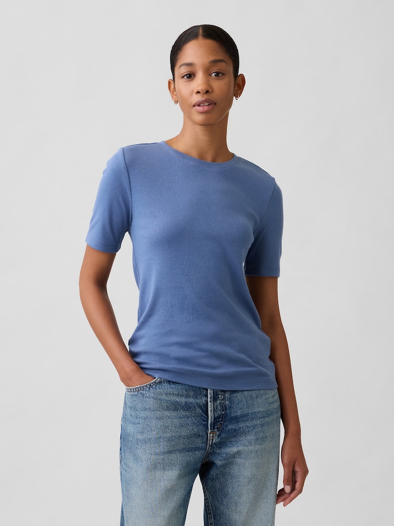 Modern Ribbed Crewneck T-Shirt
