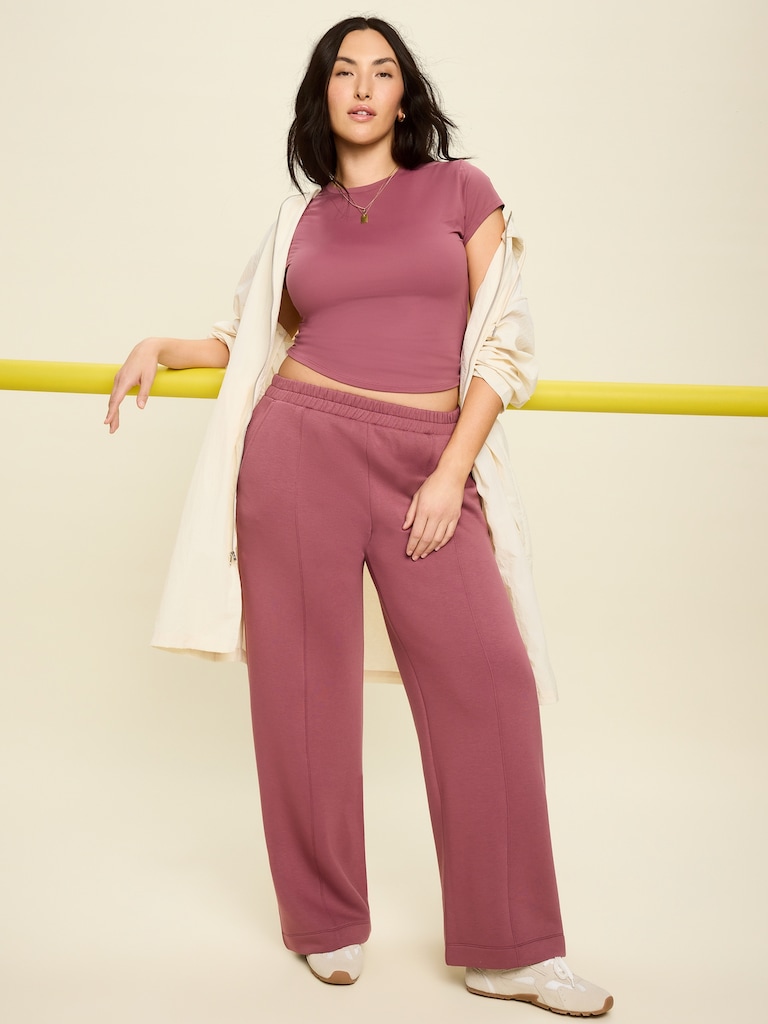 High-Waisted Bounce Fleece Wide-Leg Sweatpants