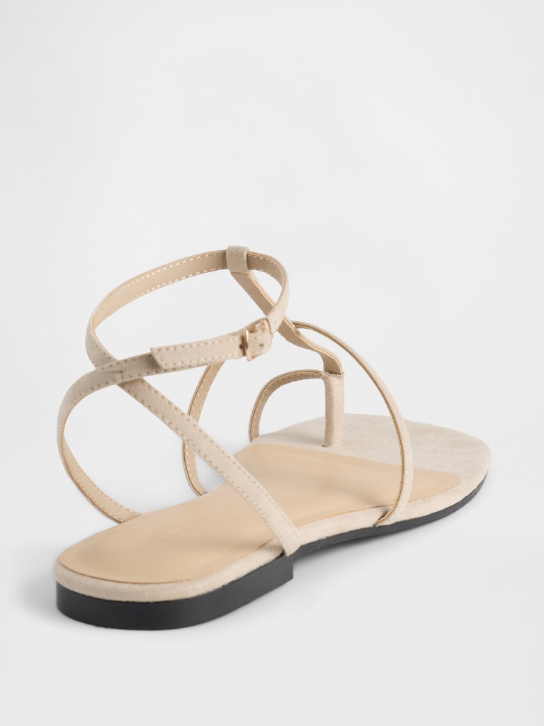 Vegan Suede T-Strap Sandals